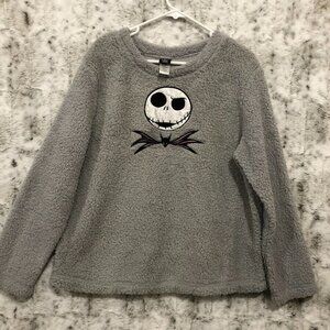 Nightmare Before Christmas Pajama Sweatshirt Women’s Size L Faux Fur Sleepwear